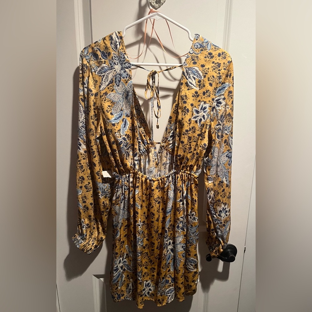NWT Free People, BEAUTIFUL gold and blue floral dress Size Small - Picture 6 of 10